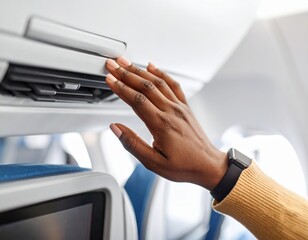 Naklejka premium Passenger Adjusting Airplane Ventilation System