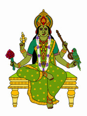 hand drawn digital art of goddess matangi