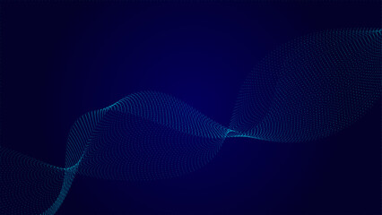 Vector abstract dynamic, wave - flow mesh particles pattern and dot on dark blue background. Illustration design futuristic, network technology background. Modern digital datum and science concept © LifeJourney