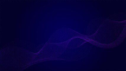 Vector abstract dynamic, wave - flow mesh particles pattern and dot on dark blue background. Illustration design futuristic, network technology background. Modern digital datum and science concept