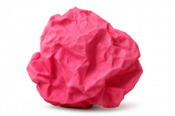 Crumpled pink paper ball resting on transparent surface, representing creative block and abandoned concepts