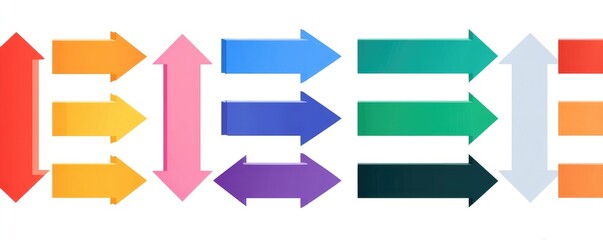 Colorful directional arrows in various shades