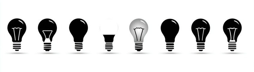 Lightbulb icons in various shades, representing evolution or different types