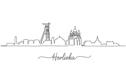 Fototapeta premium Horlivka Skyline Ukraine city view Minimal art.