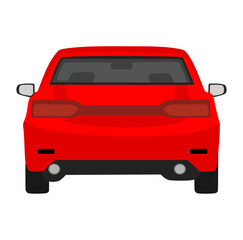 Cartoon Back Red Car Simple Logo Design Icon Digital