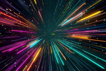 Obraz premium Abstract burst of vibrant, radiating lines