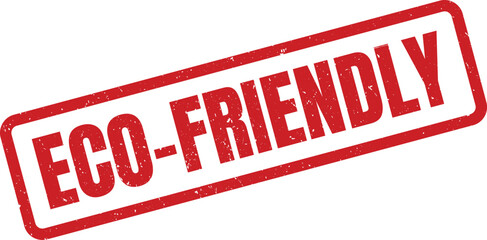 Red ecofriendly stamp with distressed texture indicating sustainable and responsible practices