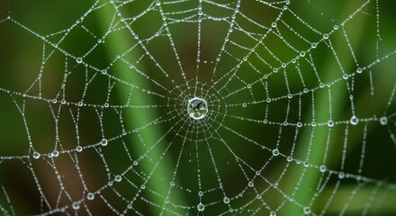 Obraz premium Spiderweb detail with dew drops