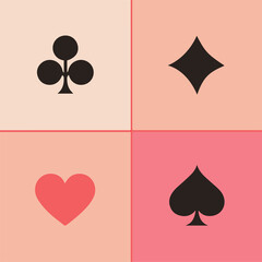 Playful card suits illustration perfect for game design projects and creative casino themed promotions