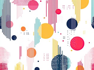 Abstract geometric pattern with circles, lines, and dots