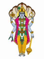 hand drawn digital art of lord vishnu