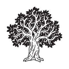 Bold Hand-Drawn Tree with Leaves