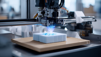 Fototapeta premium The future of personalized production: on-demand manufacturing with a 3D printer and a laser.