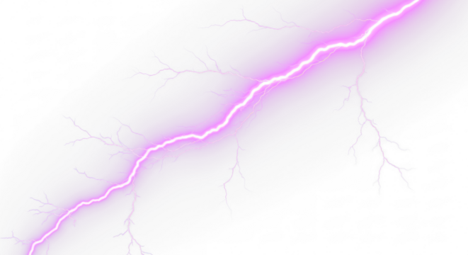 Purple Lightning Bolt Strike, Pink Lightning, Thunderstorm Bolt, Thunderstorm Effect, Light Bolt Effect, Lightning Bolts - Isolated On PNG Cutout or Transparent and White Background