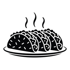 Illustration of a plate of steaming hot tacos