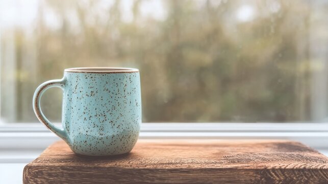 Glazed pottery vessel with natural texture in bright setting for craft branding