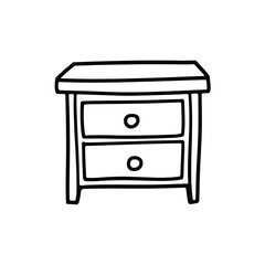 Simple hand drawn sketch of a two drawer nightstand or side table