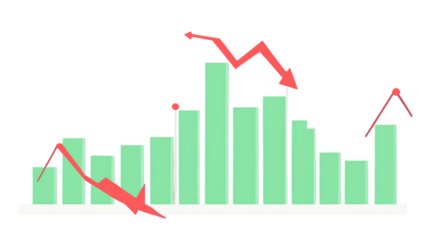 Analyzing Financial Market Declines with Chart and Falling Arrow Graphic