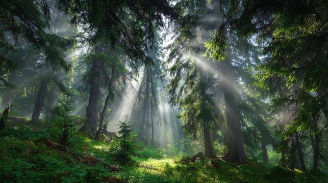Forest Sunlight Through Trees