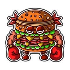 Boxer Bun Champion Sticker Illustration
