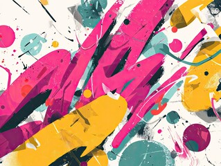 Abstract graphic design with vibrant colors and dynamic brushstrokes
