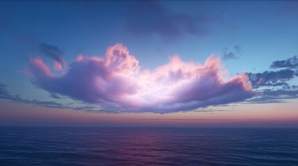Cloud radiating purple light over water for fantasy concepts and scenic content