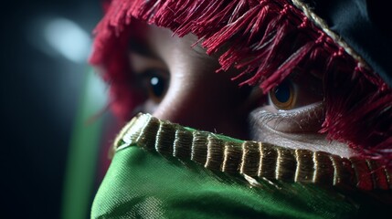 Contemplating Cultural Exchange: Close-Up of Diverse Traditional Attire Igniting Dialogue on Appropriation under Cool Studio Lighting