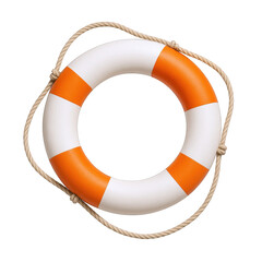 Orange and White Lifebuoy with Rope, Symbolizing Safety and Rescue in Water-Related Emergencies