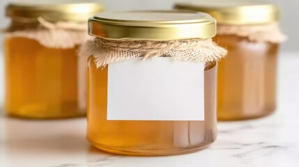 Amber glass jars for culinary backgrounds and sustainable branding