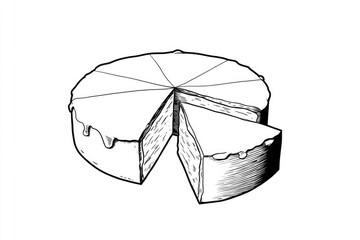 Hand-drawn pie chart of a sliced cake