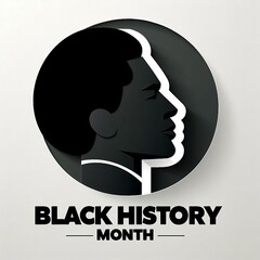 Black History month emblem design with side view of man in paper cut style Vector Design Illustration for Background clean design with space for copy, created with generative ai