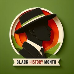 Black History month emblem design with side view of man in paper cut style Vector Design Illustration for Background clean design with space for copy, created with generative ai