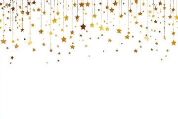 Gold stars cascading downwards on a white background