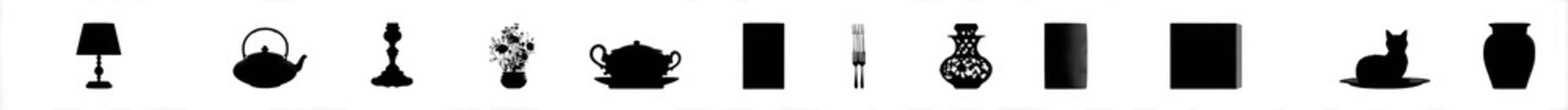 Fototapeta premium Row of black silhouette objects