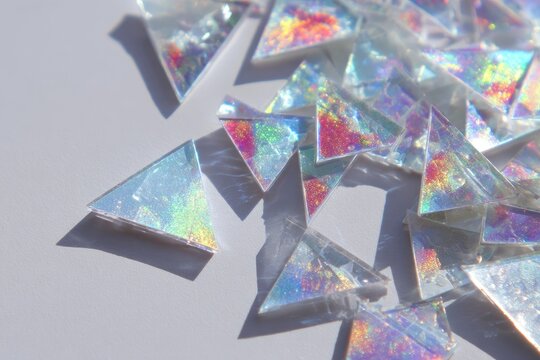 Scattered iridescent triangular confetti - Powered by Adobe