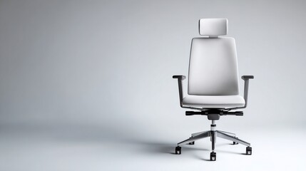 Modern ergonomic office chair isolated on white background with studio lighting, clean minimalist design suitable for e-commerce product display.