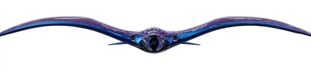 Obraz premium Long, stylized, winged craft; deep purple-blue, with complex detailing