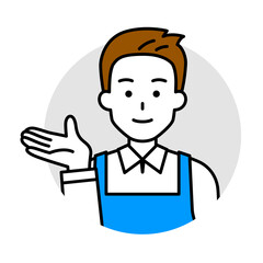 エプロン姿の男性のアイコン（案内）