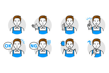 エプロン姿の男性のアイコン　セット