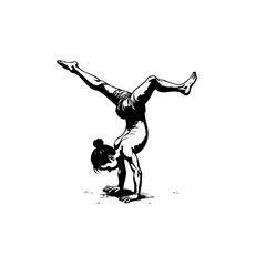 Handstand yoga posture asana, gymnastic exercise, fitness practice for well-being