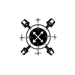 Hand-drawn compass rose illustration with arrows, exploration and adventure theme