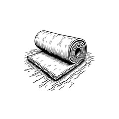 Rolled yoga mat drawing illustration for fitness exercise and meditation retreat