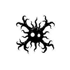 Creepy and Unsettling Black Silhouette of an Abstract Monster with Bulging Eyes