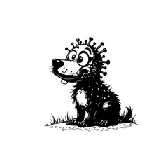 Humorous Canine Character: A Cartoon Dog Depicts the Era of Coronavirus