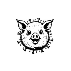 Pig-shaped Coronavirus Vector Illustration, Combining Humor and Health Awareness Symbolism