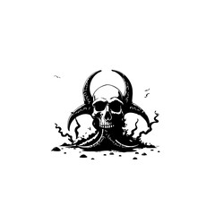 Biohazard skull emblem: A stark warning against unseen threats in a monochrome design