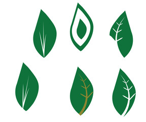 Green leaf icon vector set natural eco plant symbol design logo