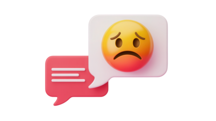 Feeling down? Express sadness online with this distressed emoji in a chat bubble, conveying empathy and support for emotional conversations and digital communication