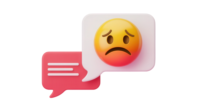 Feeling down? Express sadness online with this distressed emoji in a chat bubble, conveying empathy and support for emotional conversations and digital communication