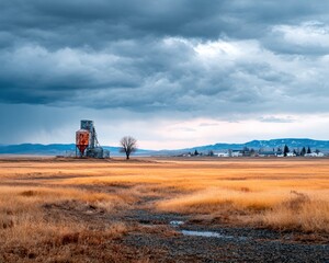 Rural landscape under stormy sky (1)